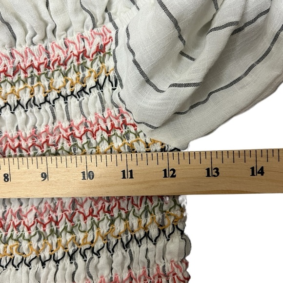 THML Flounce White Stripe Colorful Off-Shoulder Top Women’s Size Small - Picture 9 of 14